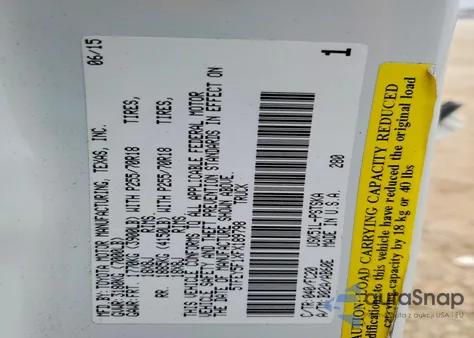 2015 Toyota Tundra Crewmax Sr5 z USA, uszkodzony, nr VIN 5TFEY5F1XFX189798